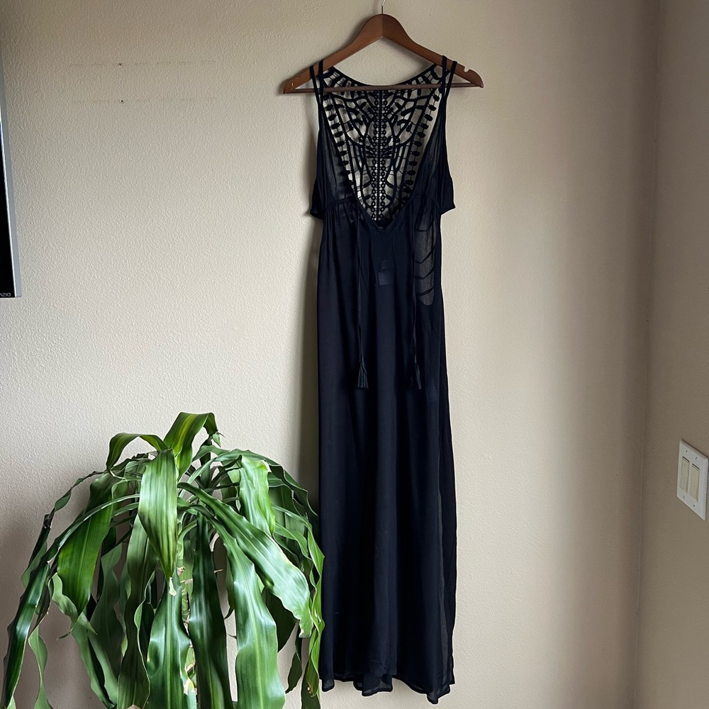 Topshop Swim Cover Dress _ Black _ Sheer